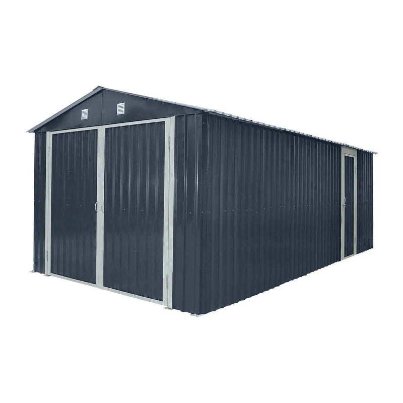 Pro Series 10' x 20' Metal Garage Shed with Double Front Doors and Side Entry Door, 8' Peak Height GMD-MS1020B