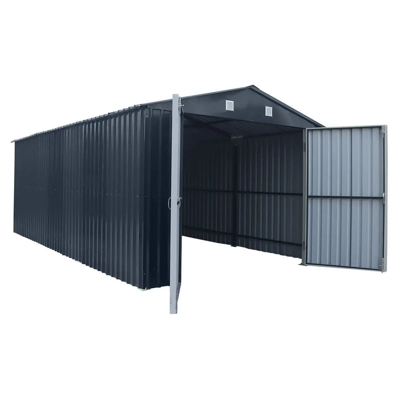 Pro Series 10' x 20' Metal Garage Shed with Double Front Doors and Side Entry Door, 8' Peak Height GMD-MS1020B