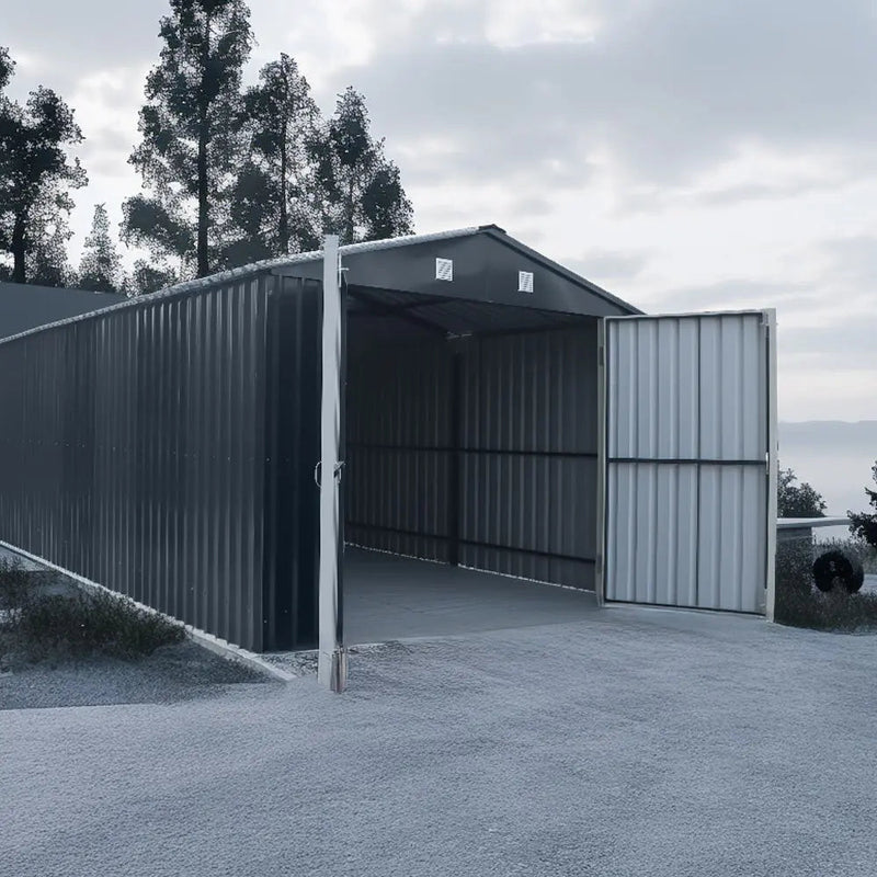 Pro Series 10' x 20' Metal Garage Shed with Double Front Doors and Side Entry Door, 8' Peak Height GMD-MS1020B