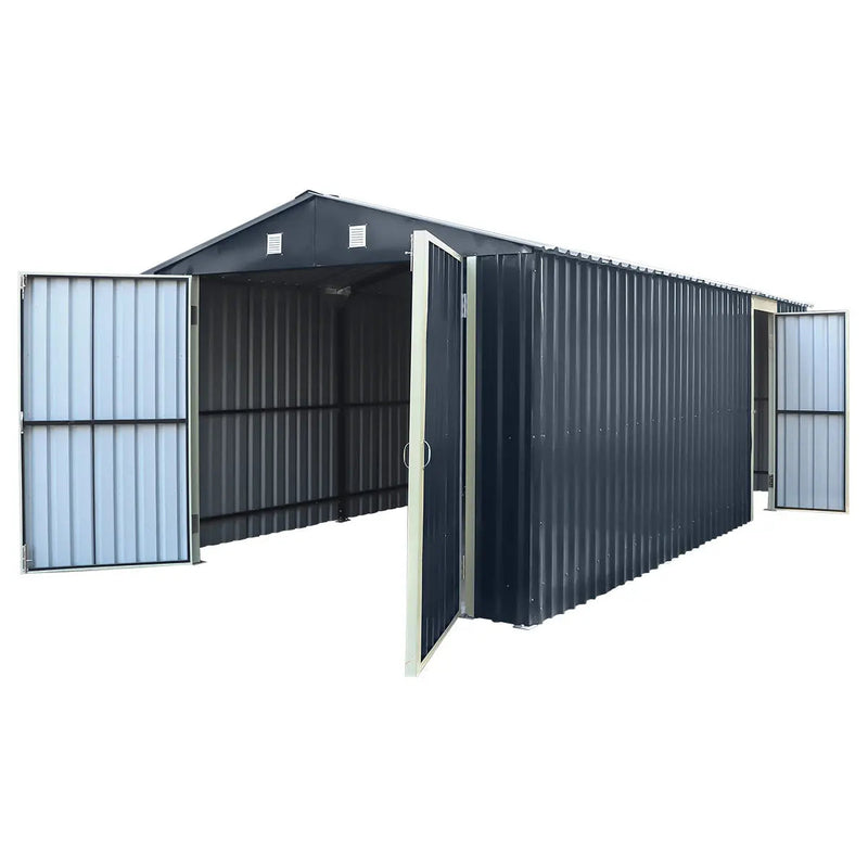 Pro Series 10' x 20' Metal Garage Shed with Double Front Doors and Side Entry Door, 8' Peak Height GMD-MS1020B