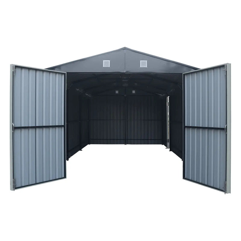 Pro Series 10' x 20' Metal Garage Shed with Double Front Doors and Side Entry Door, 8' Peak Height GMD-MS1020B