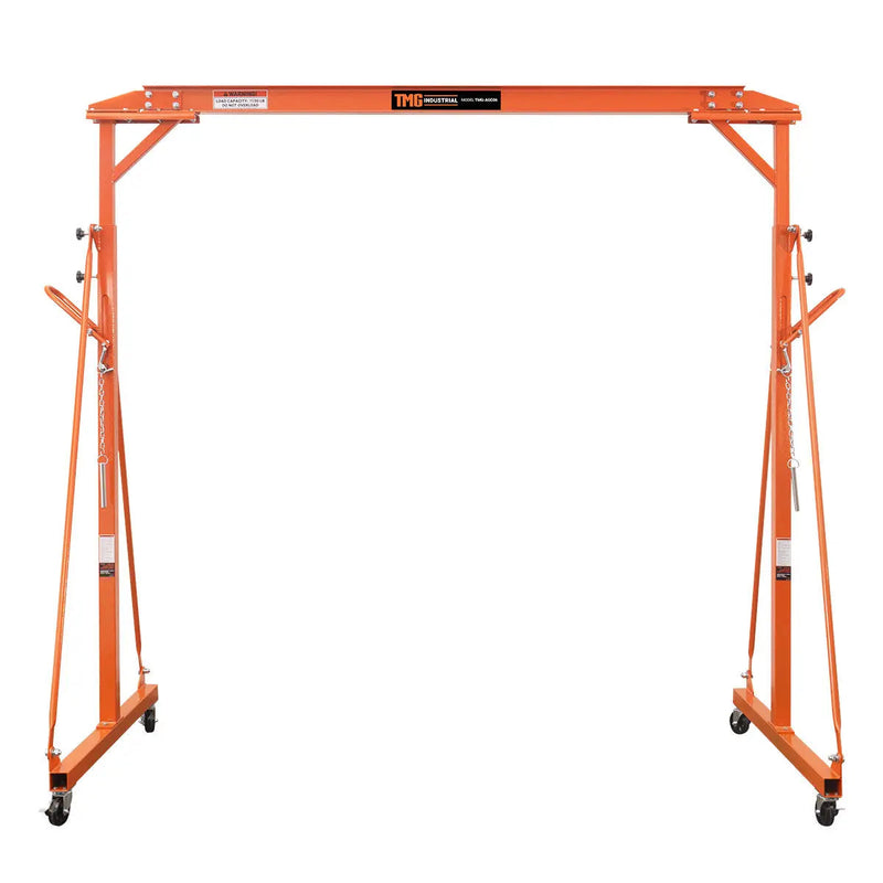 1100-lb Adjustable Height All-Steel Gantry Crane, Auto-Lock, 95" Min. Height, 142" Max. Height, Locking Swivel Caster Wheels, GMD-AGC06(Previously GMD-AGC05)