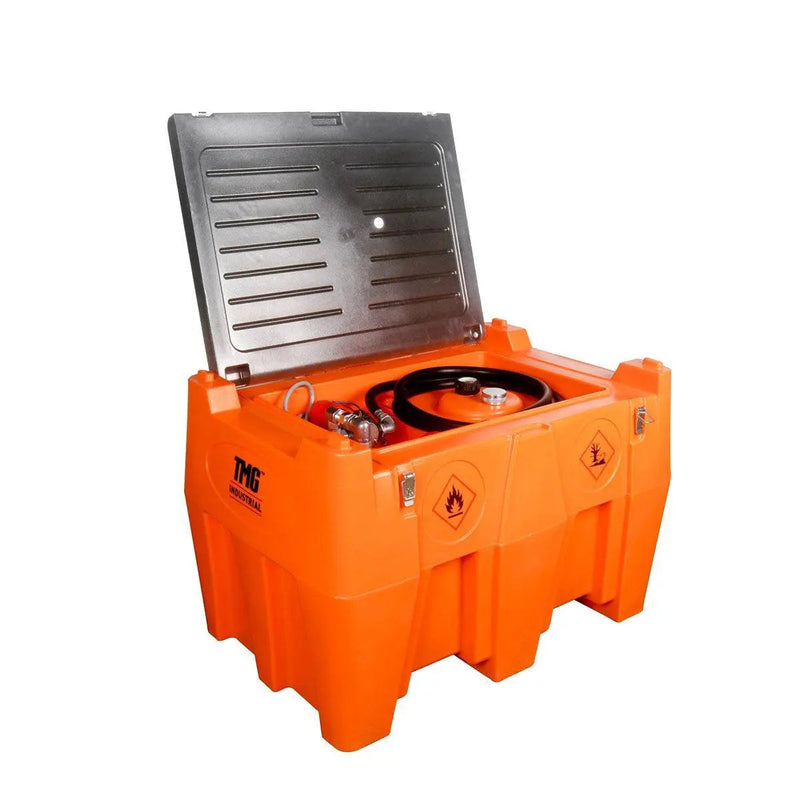 116 Gallon Diesel Poly Fuel Tank, Ratchet Strap Recesses, 15 GPM Fuel Pump, Lockable Lid, Reinforced Single Wall Design, GMD-DFT116
