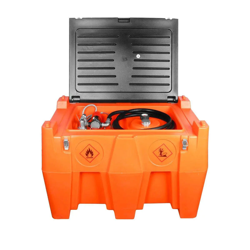 116 Gallon Diesel Poly Fuel Tank, Ratchet Strap Recesses, 15 GPM Fuel Pump, Lockable Lid, Reinforced Single Wall Design, GMD-DFT116