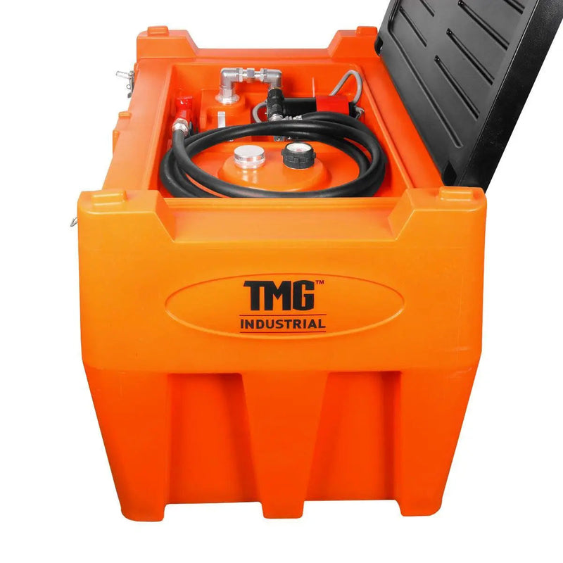 116 Gallon Diesel Poly Fuel Tank, Ratchet Strap Recesses, 15 GPM Fuel Pump, Lockable Lid, Reinforced Single Wall Design, GMD-DFT116