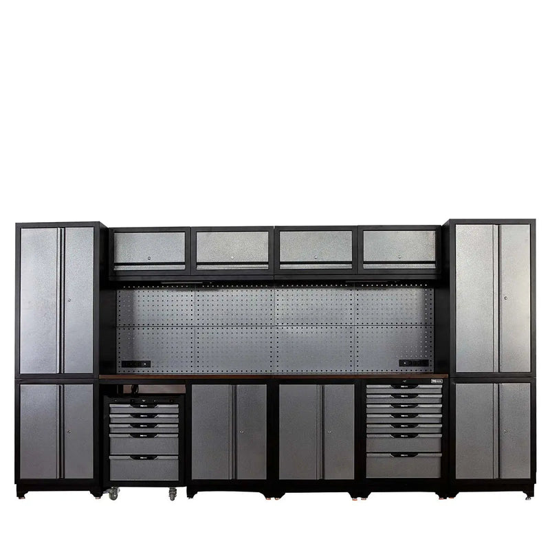 12' Extreme-Duty Steel Garage Tool Chest w/Pegboard, Power Outlets, USB Port, Magnetic Motion LED Lamps, Cabinets & Roll-Out Tool Chest, GMD-WBM12