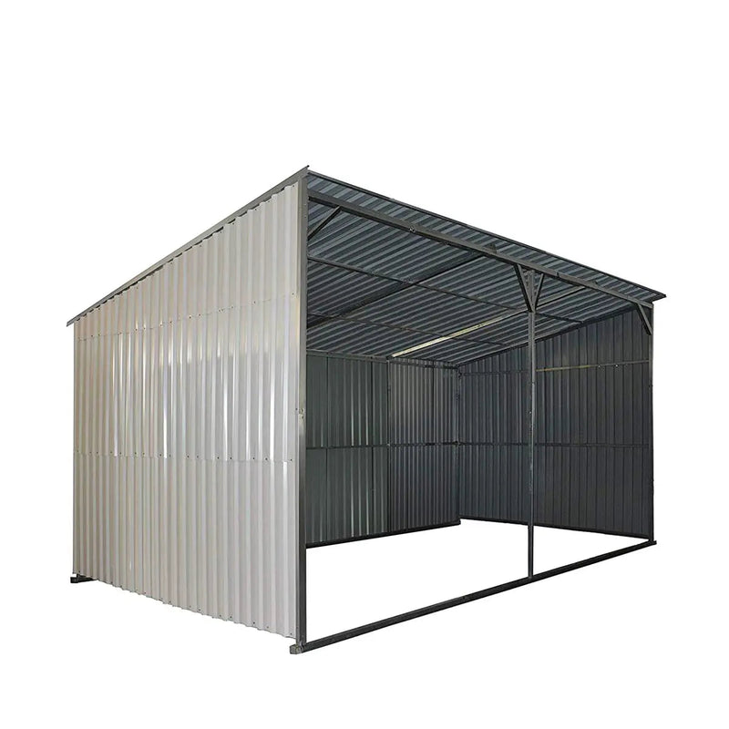12' x 20' Galvanized Metal Livestock Shed, 240 Sq-Ft, 27 GA Corrugated Panels, Sliding Skid Mount, GMD-MS1220L