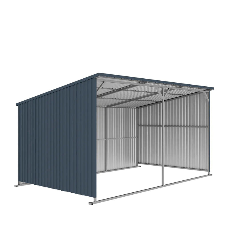 12' x 20' Galvanized Metal Livestock Shed, 240 Sq-Ft, 27 GA Corrugated Panels, Sliding Skid Mount, GMD-MSL1220