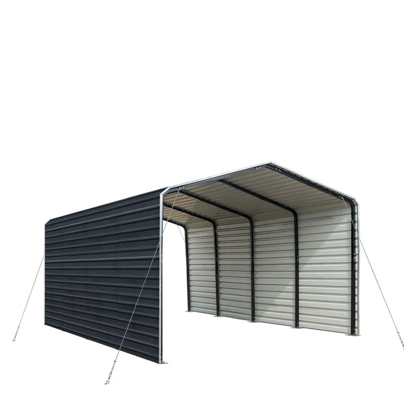12' x 20' Metal Shed Carport with 8' Enclosed Sidewalls, GMD-MSC1220F