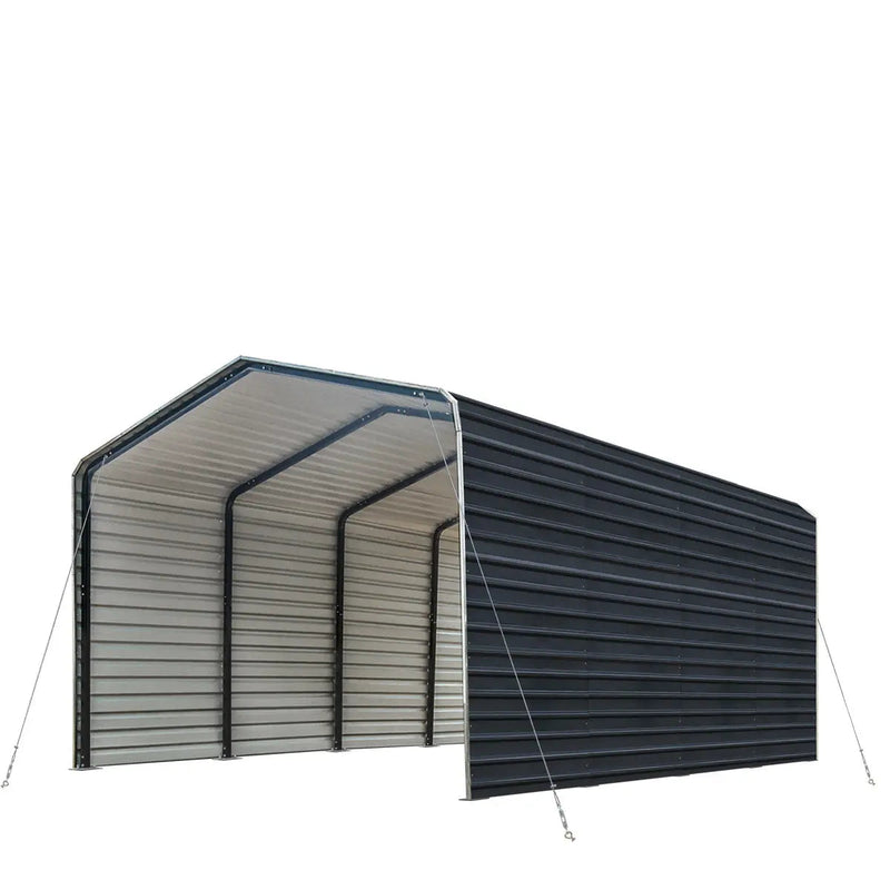 12' x 20' Metal Shed Carport with 8' Enclosed Sidewalls, GMD-MSC1220F