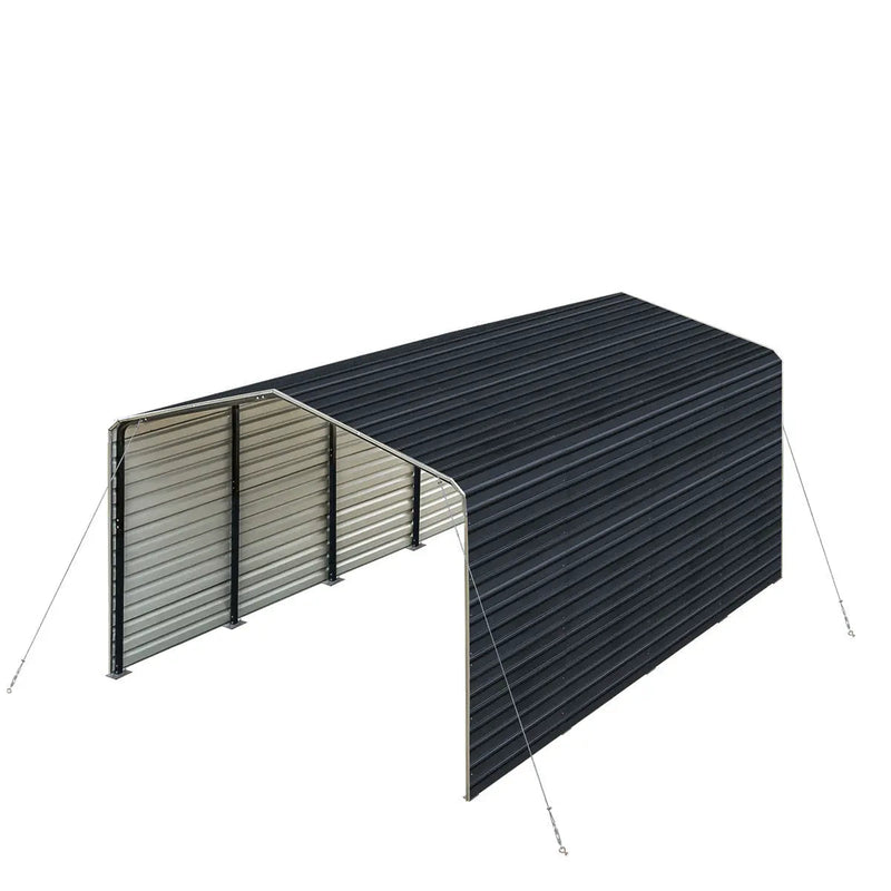 12' x 20' Metal Shed Carport with 8' Enclosed Sidewalls, GMD-MSC1220F