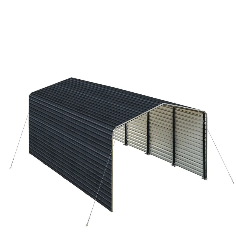 12' x 20' Metal Shed Carport with 8' Enclosed Sidewalls, GMD-MSC1220F