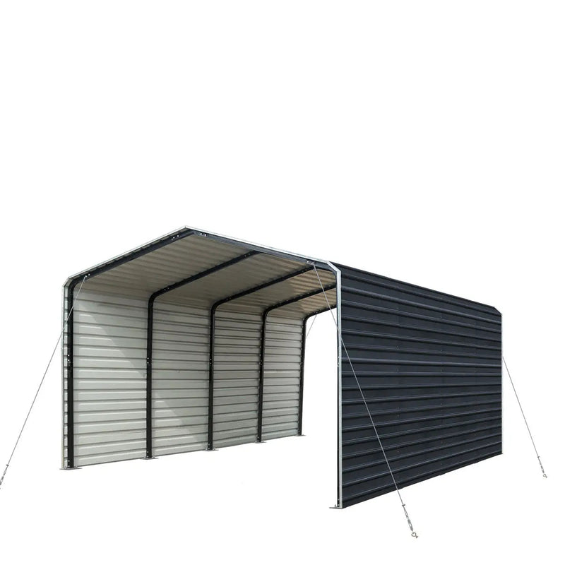 12' x 20' Metal Shed Carport with 8' Enclosed Sidewalls, GMD-MSC1220F