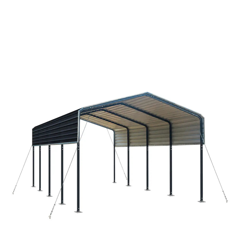 12' x 20' Metal Shed Carport with 8' Open Sidewalls, GMD-MSC1220
