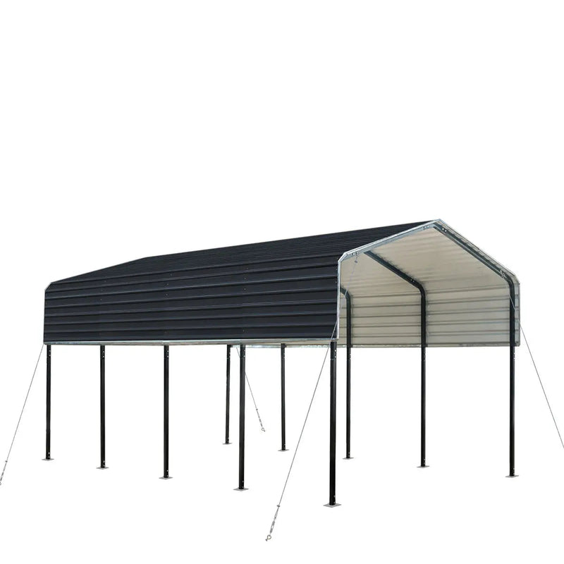 12' x 20' Metal Shed Carport with 8' Open Sidewalls, GMD-MSC1220