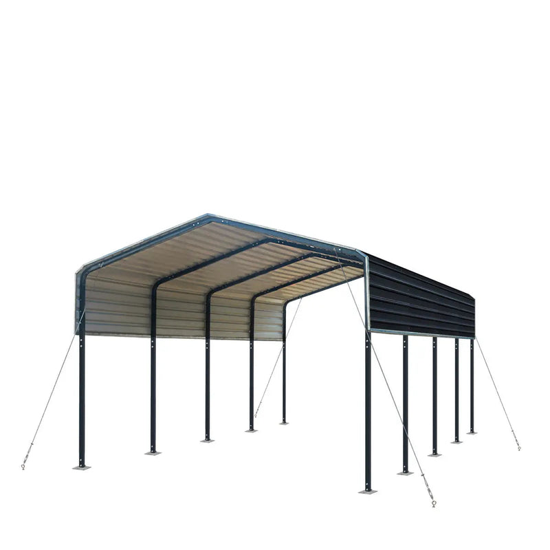 12' x 20' Metal Shed Carport with 8' Open Sidewalls, GMD-MSC1220