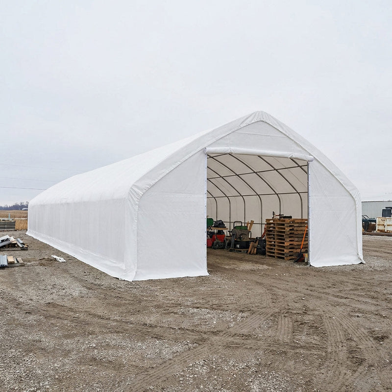30' x 70' Straight Wall Peak Ceiling Storage Shelter with Heavy Duty 10 oz PE Cover GMD-ST3072E (Previously ST3070E)