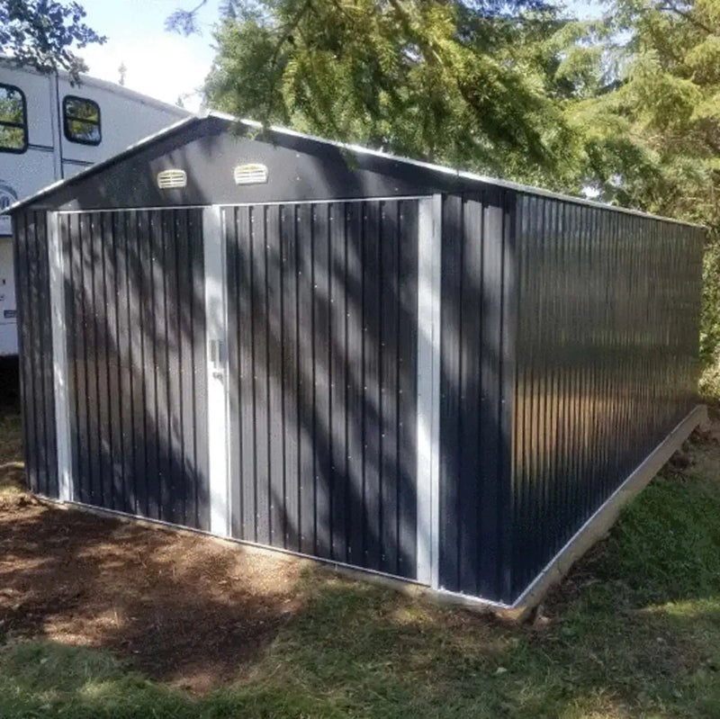 13' x 20' Metal Garage Shed with Double Front Doors, 7'9" Peak Height, Side Entry Door, 240 Sq-Ft Floor Space, GMD-MS1320A