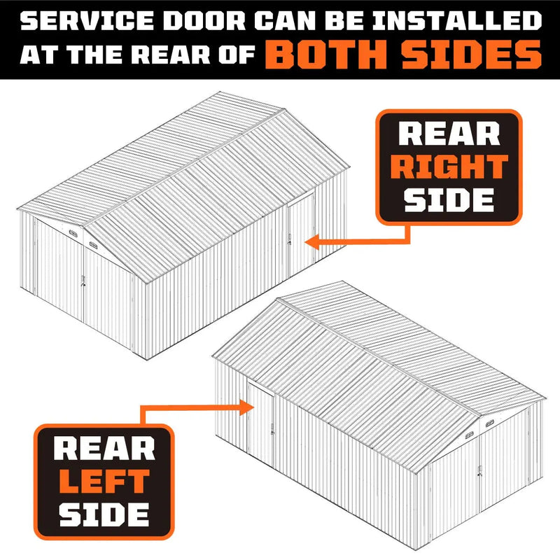 13' x 20' Metal Garage Shed with Double Front Doors, 7'9" Peak Height, Side Entry Door, 240 Sq-Ft Floor Space, GMD-MS1320A