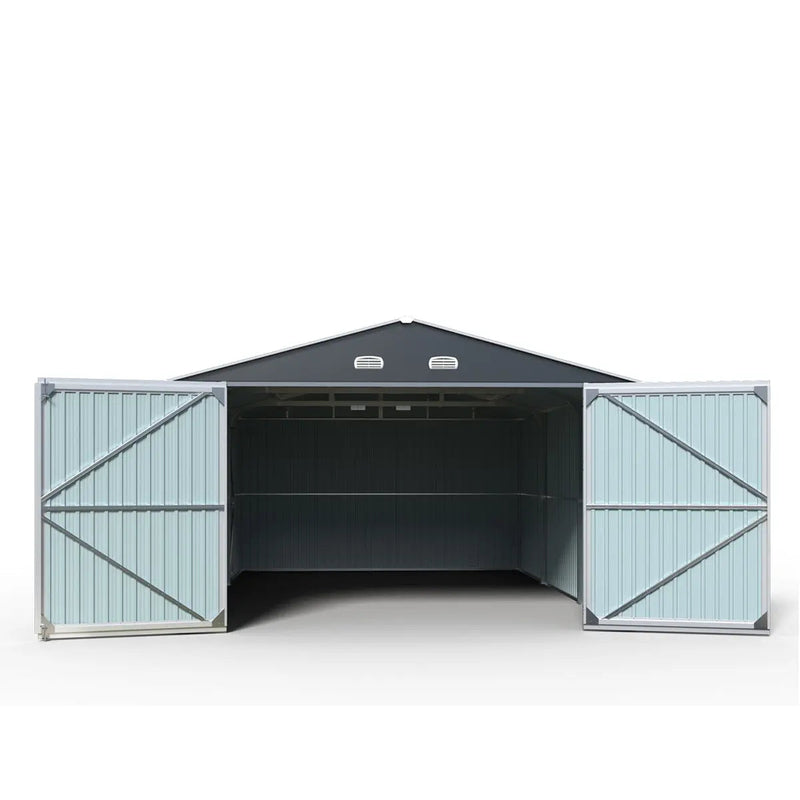 13' x 20' Metal Garage Shed with Double Front Doors, 7'9" Peak Height, Side Entry Door, 240 Sq-Ft Floor Space, GMD-MS1320A