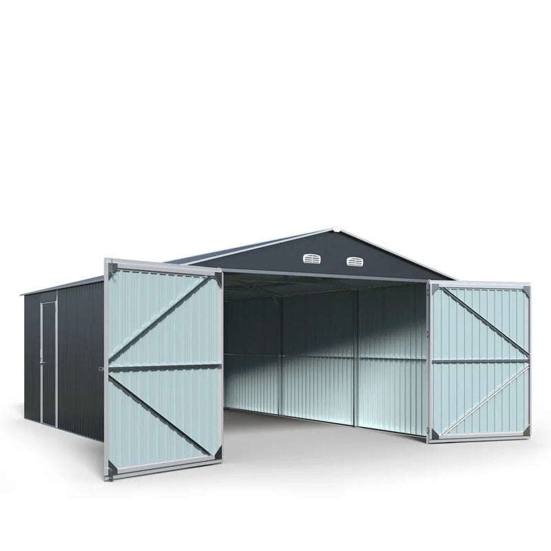 13' x 20' Metal Garage Shed with Double Front Doors, 7'9" Peak Height, Side Entry Door, 240 Sq-Ft Floor Space, GMD-MS1320A