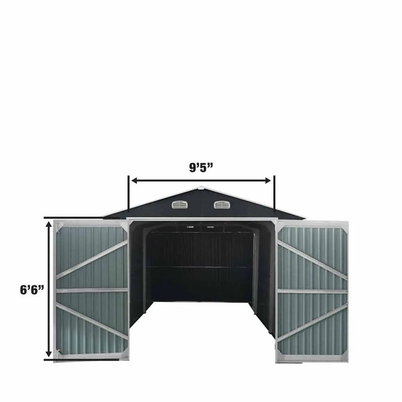 13' x 20' Metal Garage Shed with Double Front Doors, 7'9" Peak Height, Side Entry Door, 240 Sq-Ft Floor Space, GMD-MS1320A
