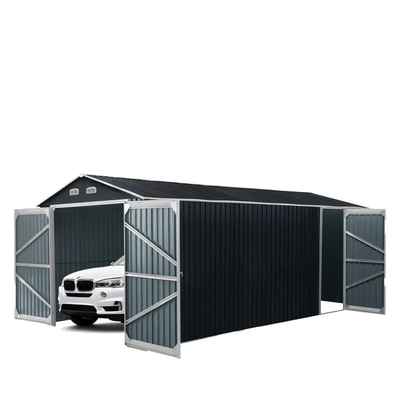 13' x 20' Metal Garage Shed with Double Front Doors, 7'9" Peak Height, Side Entry Door, 240 Sq-Ft Floor Space, GMD-MS1320A