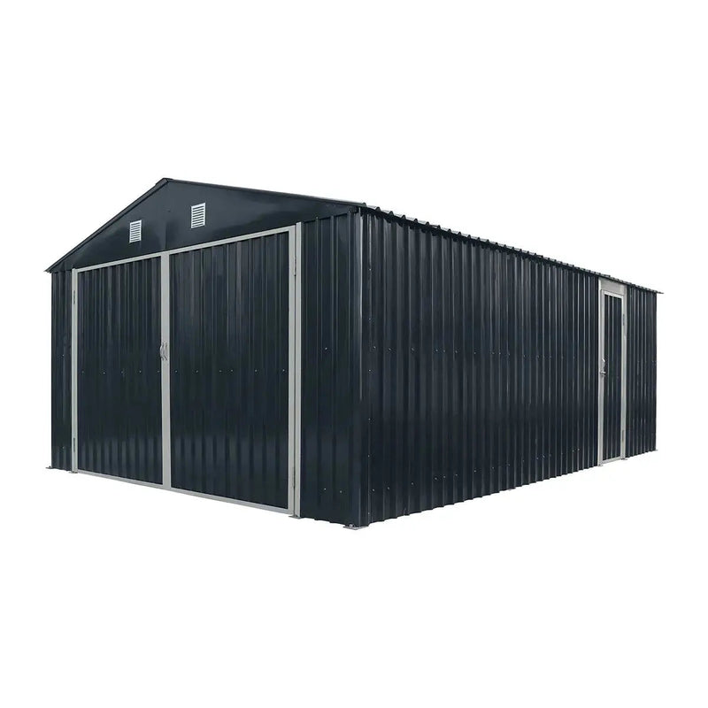 Pro Series 13' x 20' Metal Garage Shed with Double Front Doors and Side Entry Door, 8'6" Peak Height GMD-MS1320B