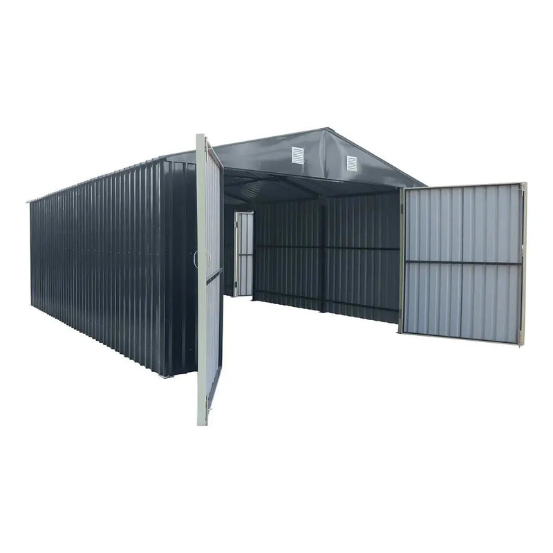 Pro Series 13' x 20' Metal Garage Shed with Double Front Doors and Side Entry Door, 8'6" Peak Height GMD-MS1320B