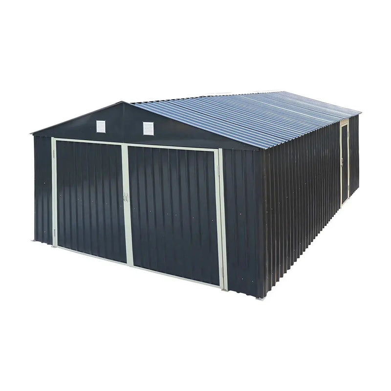 Pro Series 13' x 20' Metal Garage Shed with Double Front Doors and Side Entry Door, 8'6" Peak Height GMD-MS1320B