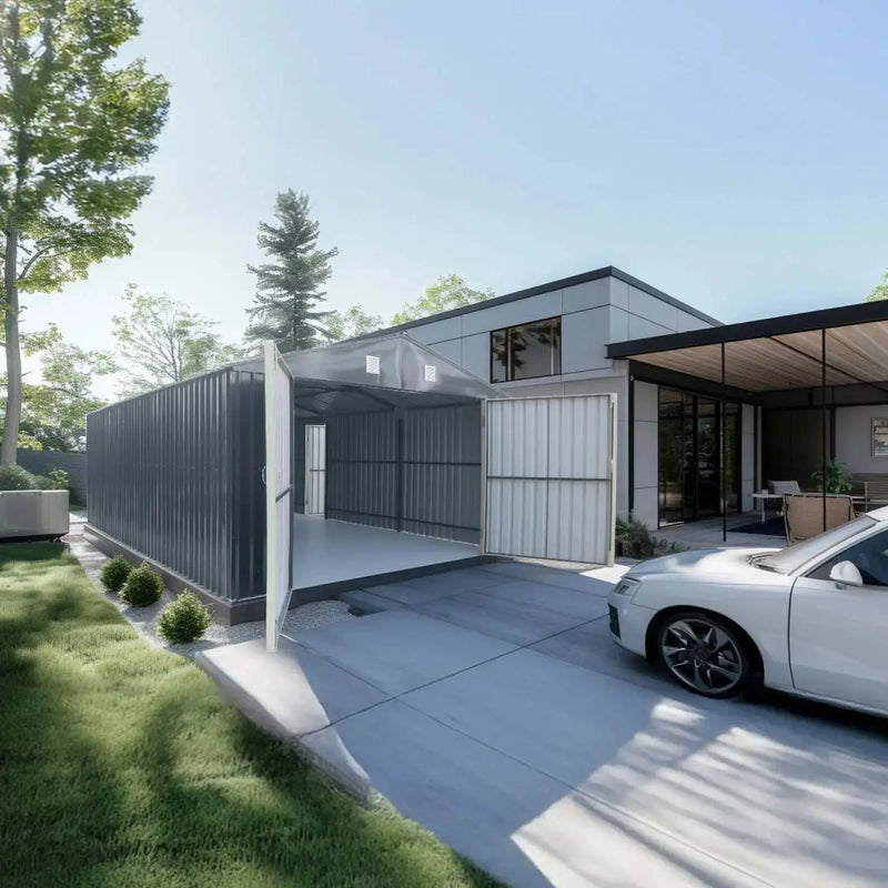 Pro Series 13' x 20' Metal Garage Shed with Double Front Doors and Side Entry Door, 8'6" Peak Height GMD-MS1320B
