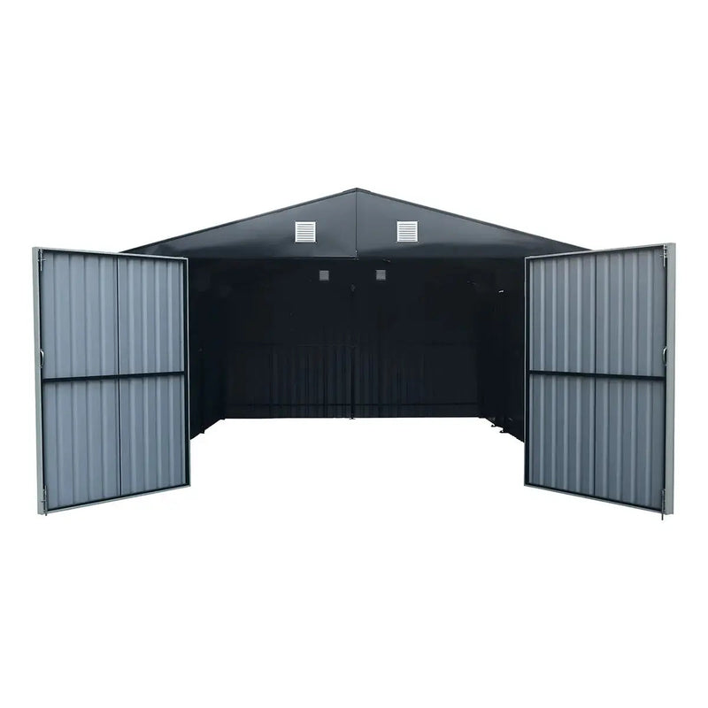 Pro Series 13' x 20' Metal Garage Shed with Double Front Doors and Side Entry Door, 8'6" Peak Height GMD-MS1320B