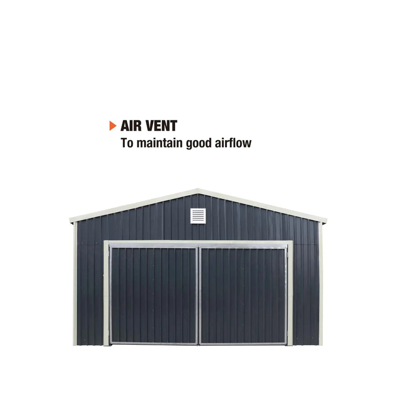 16' x 24' Metal Garage Shed with Double Front Doors, 10' Peak Height, Side Entry Door, 384 Sq-Ft Floor Space, GMD-MS1624