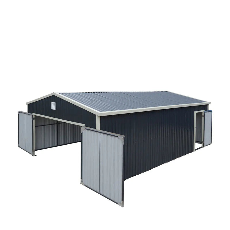 16' x 24' Metal Garage Shed with Double Front Doors, 10' Peak Height, Side Entry Door, 384 Sq-Ft Floor Space, GMD-MS1624