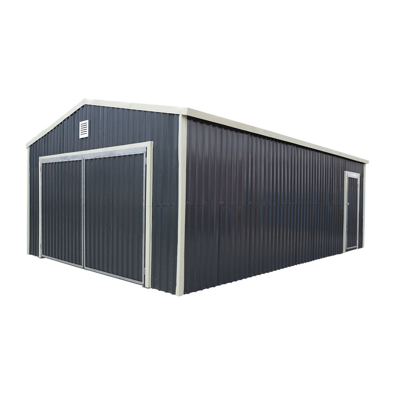 16' x 24' Metal Garage Shed with Swing Front & Side Doors, 10'6" Peak Height, GMD-MS1624A