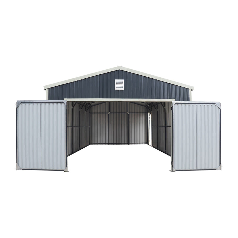 16' x 24' Metal Garage Shed with Swing Front & Side Doors, 10'6" Peak Height, GMD-MS1624A