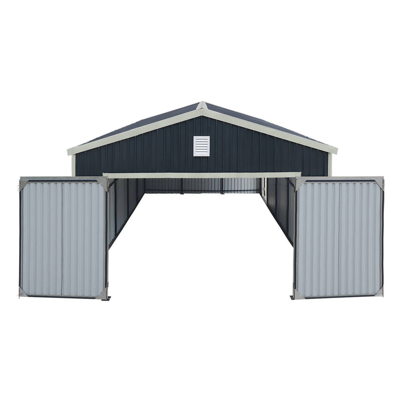 16' x 24' Metal Garage Shed with Swing Front & Side Doors, 10'6" Peak Height, GMD-MS1624A