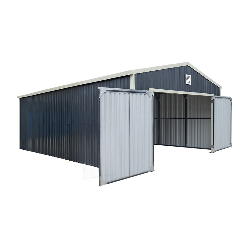 16' x 24' Metal Garage Shed with Swing Front & Side Doors, 10'6" Peak Height, GMD-MS1624A