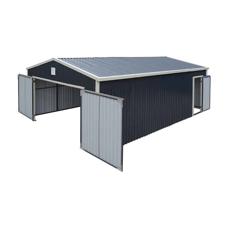 16' x 24' Metal Garage Shed with Swing Front & Side Doors, 10'6" Peak Height, GMD-MS1624A