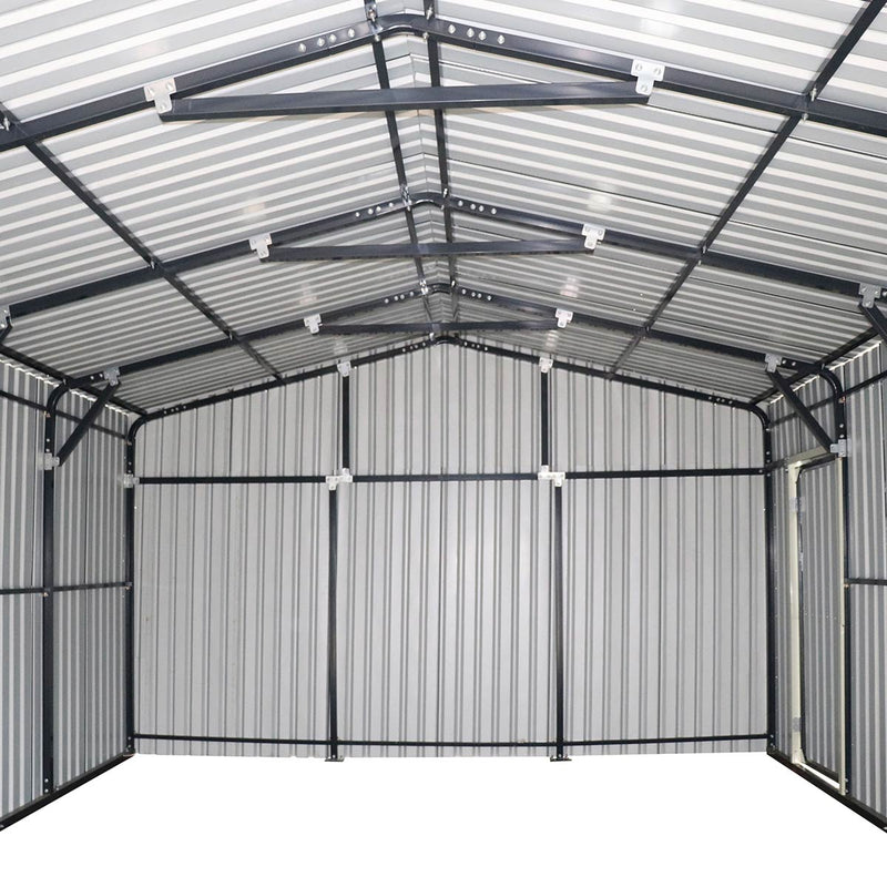 16' x 24' Metal Garage Shed with Swing Front & Side Doors, 10'6" Peak Height, GMD-MS1624A