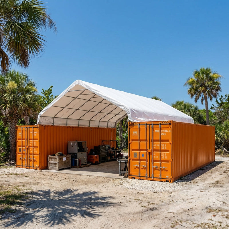 30' x 40' PVC Fabric Container Peak Roof Shelter Pro Series, Fire Retardant, UV Protected, GMD-ST3042CV (Previously ST3041CV)