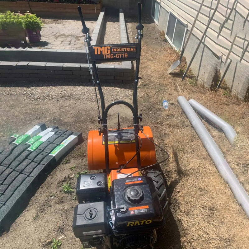 19" Self-Propelled Garden Tiller, 5.5 HP Gas Engine, Rear Tine, 8" Tilling Depth, GMD-GT19(Discontinued – No Longer Available)