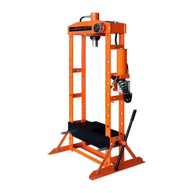 20 Ton Capacity Hydraulic Shop Press, Pneumatic & Manual Operation, 10 Bed Height Positions, GMD-ASP22