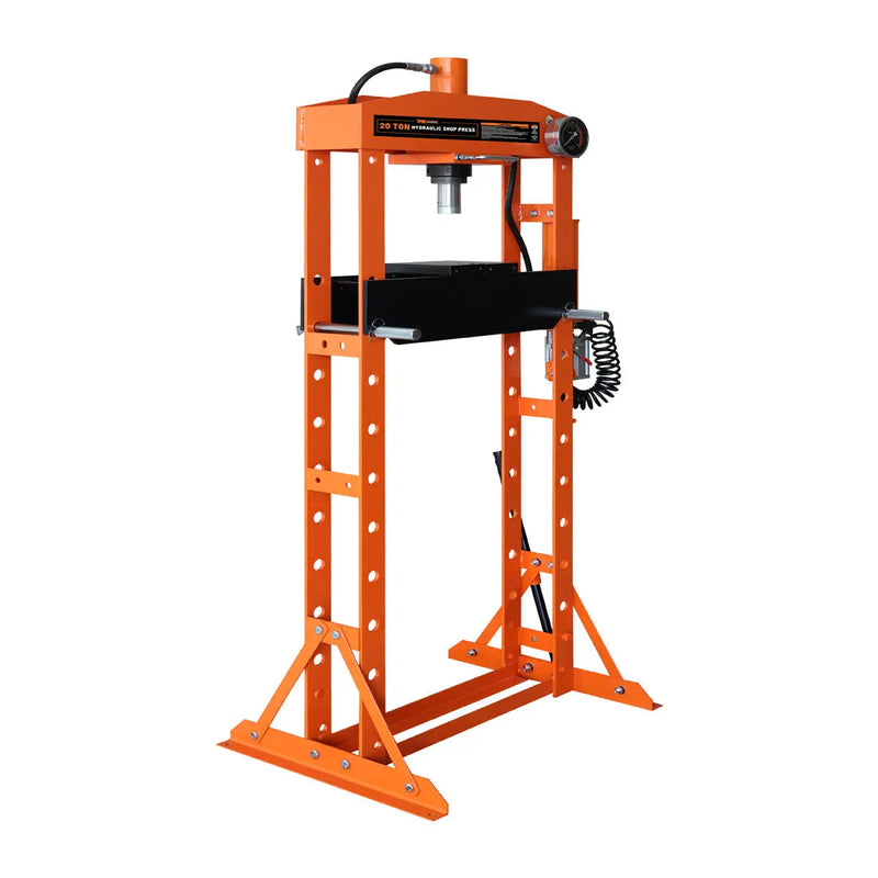 20 Ton Capacity Hydraulic Shop Press, Pneumatic & Manual Operation, 10 Bed Height Positions, GMD-ASP22