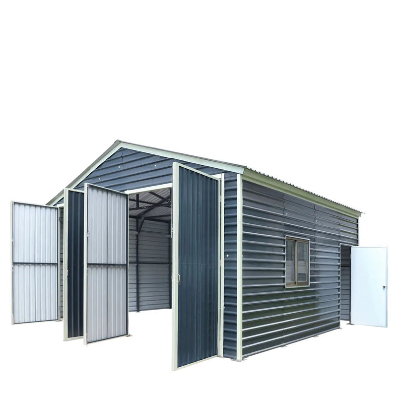 20' x 20' Metal Garage Shed, 9' High Double Front Doors, 13' Peak, 400 Sq-Ft GMD-MS2020