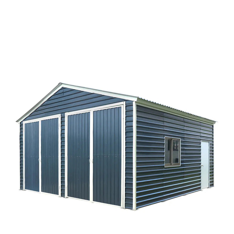 20' x 20' Metal Garage Shed, 9' High Double Front Doors, 13' Peak, 400 Sq-Ft GMD-MS2020
