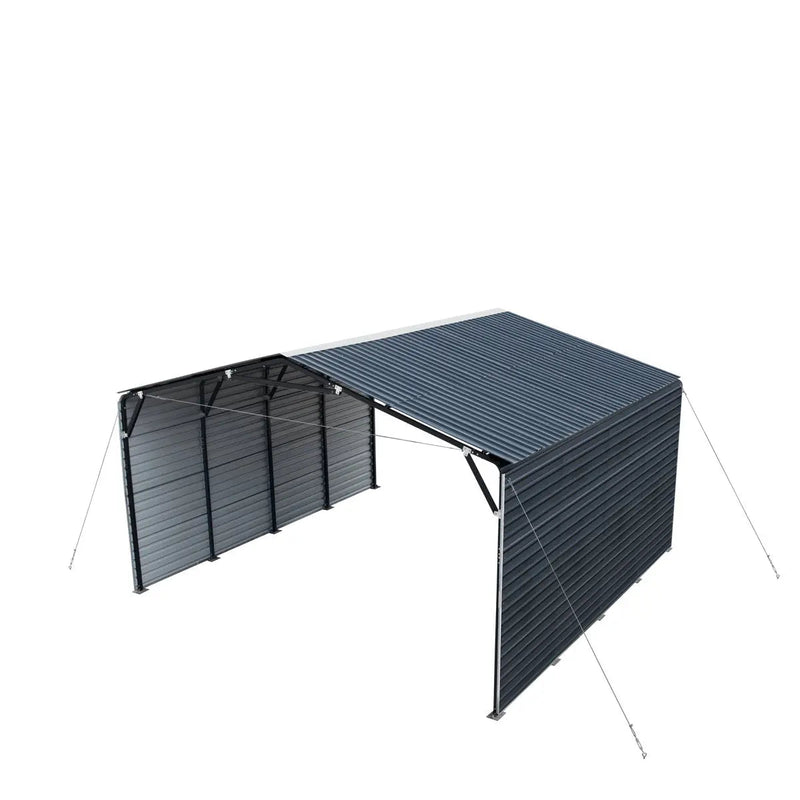 20' x 20' Metal Shed Carport, 10' Enclosed Sidewalls, 400 Sq-Ft, 27 GA Corrugated Panels, GMD-MSC2020F