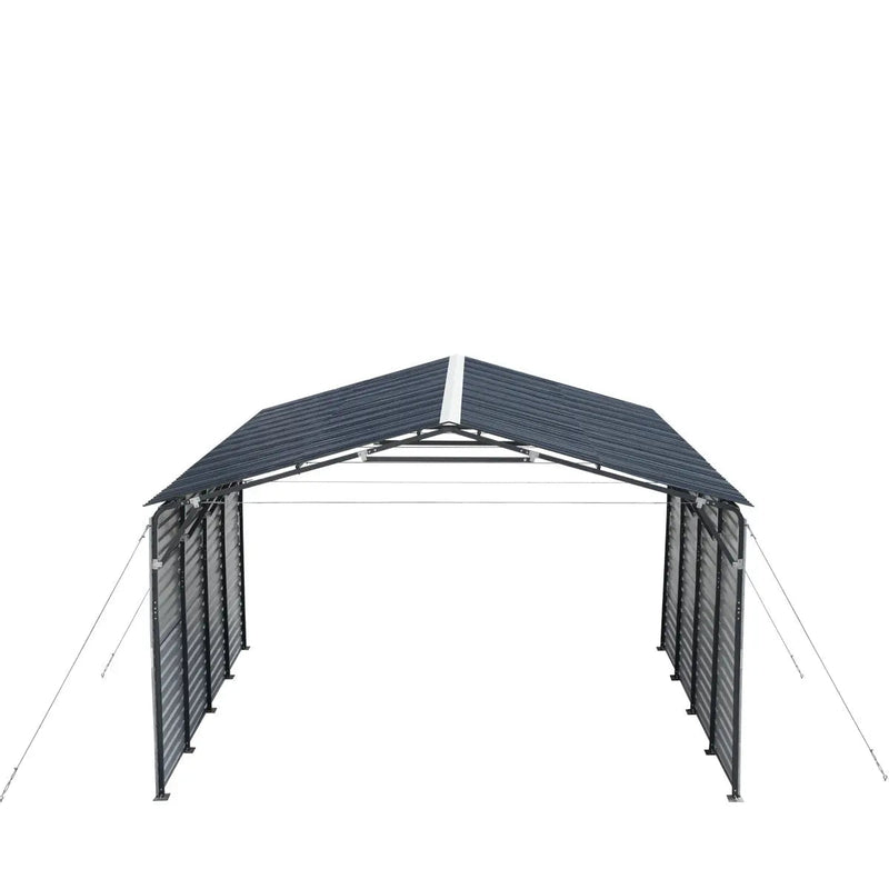 20' x 20' Metal Shed Carport, 10' Enclosed Sidewalls, 400 Sq-Ft, 27 GA Corrugated Panels, GMD-MSC2020F