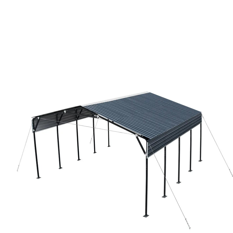 20' x 20' Metal Shed Carport, 10' Open Sidewalls, 400 Sq-Ft, 27 GA Corrugated Panels, GMD-MSC2020