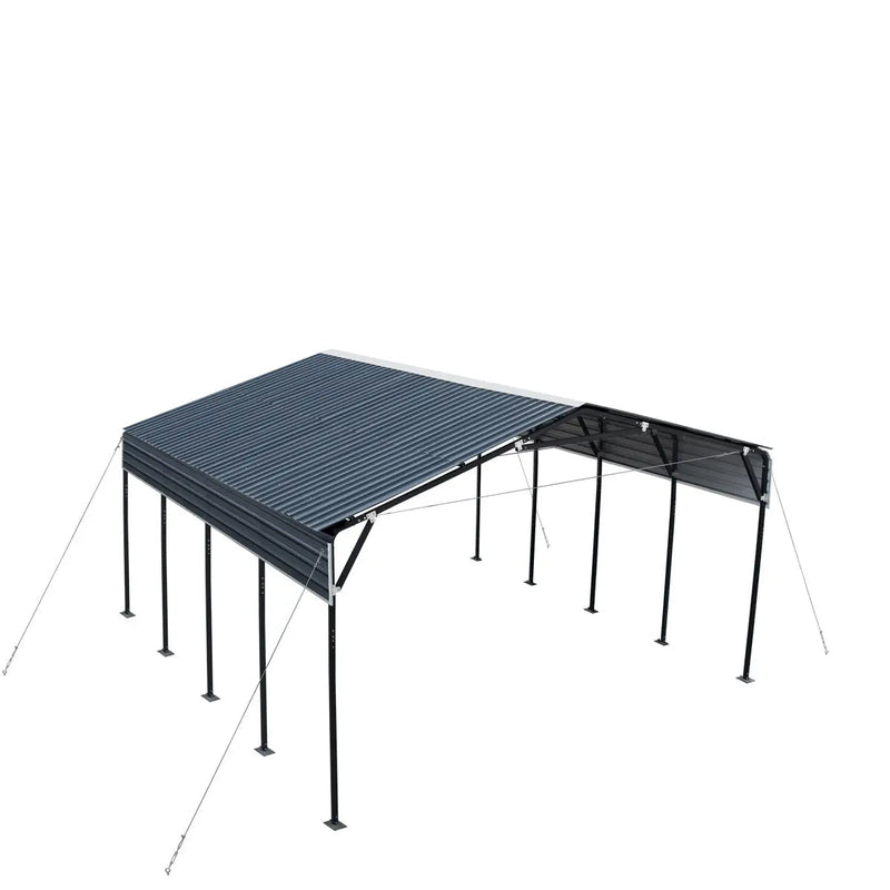 20' x 20' Metal Shed Carport, 10' Open Sidewalls, 400 Sq-Ft, 27 GA Corrugated Panels, GMD-MSC2020